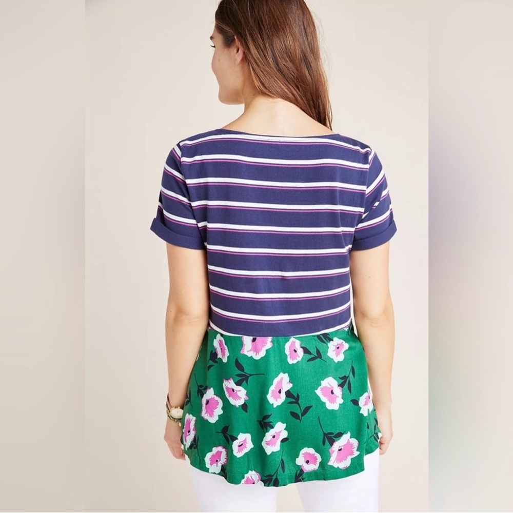 Anthropologie Sonja Striped Floral Tunic Top - Picture 2 of 14